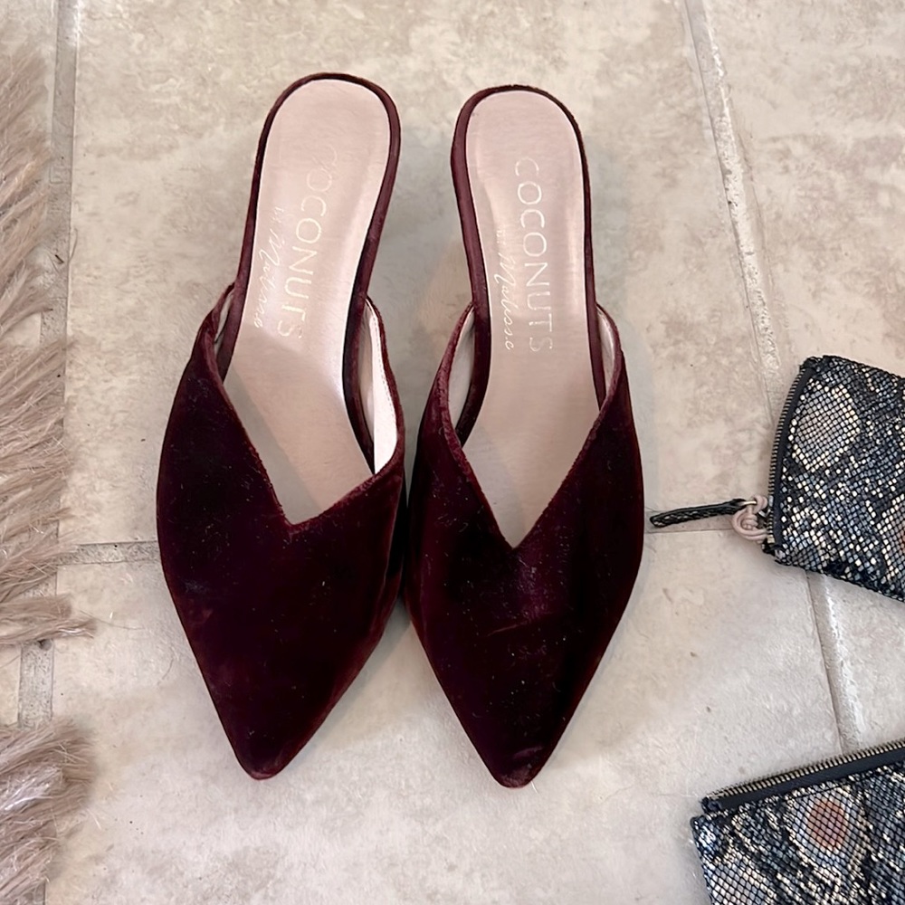 Coconuts velvet burgundy shoes